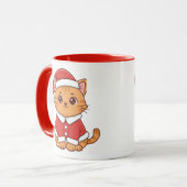 オーダーメイド かわいいサンタ猫 クリスマス マグカップ (正面左)