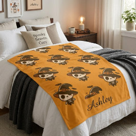 オーダーメイド かわいいスケルトンウィッチ ハロウィン シェルパブランケット