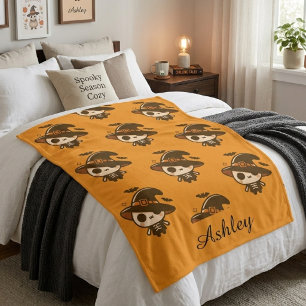 オーダーメイド かわいいスケルトンウィッチ ハロウィン シェルパブランケット