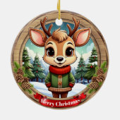 オーダーメイド かわいいトナカイ キャラクターアート 🦌🎄 セラミックオーナメント (裏面)