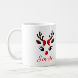 オーダーメイド かわいいトナカイ クリスマスマグカップ コーヒーマグカップ