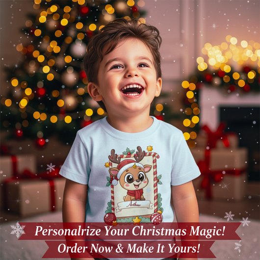オーダーメイド かわいいトナカイ クリスマス こどもTシャツ