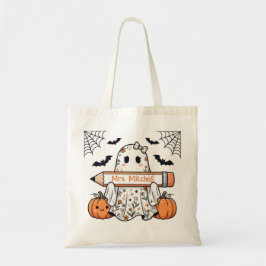 オーダーメイド かわいいハロウィンの幽霊の先生 トートバッグ