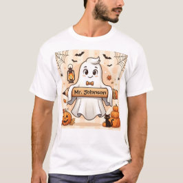 オーダーメイド かわいいハロウィーンの幽霊の先生Tシャツ Tシャツ