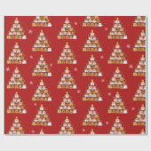 オーダーメイド かわいいパピー クリスマスツリー 愛犬家 ラッピングペーパー (フラット)