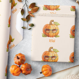 オーダーメイド かわいいパンプキン 秋 ハロウィン ラッピングペーパー
