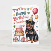 オーダーメイド かわいいロットワイラー 誕生日 カード (正面)