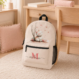 オーダーメイド かわいい子猫とハートのデザインの子供用スクールバック プリントバックパック