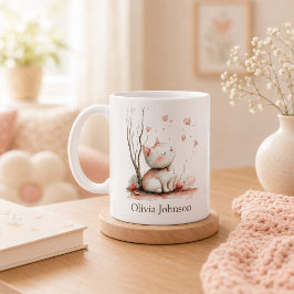 オーダーメイド かわいい子猫とハート コーヒーマグカップ
