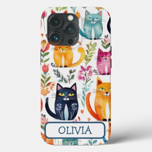 オーダーメイド かわいい子猫と花の模様 Case-Mate iPhoneケース (裏面)