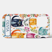 オーダーメイド かわいい子猫と花の模様 Case-Mate iPhoneケース (裏面 (横))