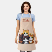 オーダーメイド かわいい子猫 イラスト エプロン (着用した状態)