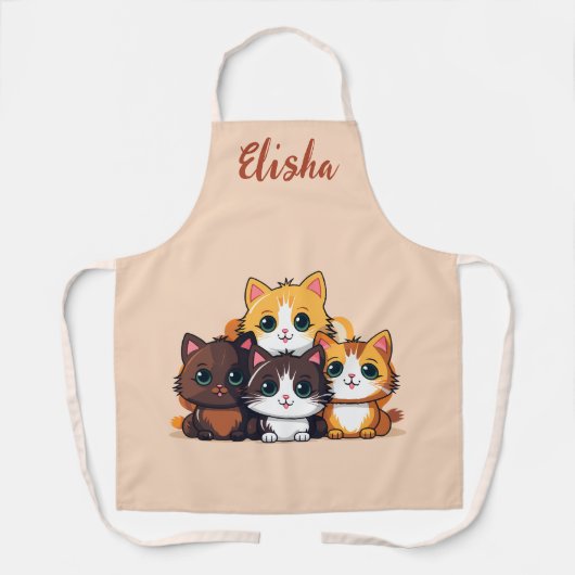 オーダーメイド かわいい子猫 イラスト エプロン (正面)