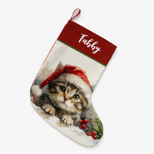オーダーメイド かわいい子猫 スモールクリスマスストッキング (正面 (吊り時))