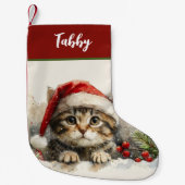 オーダーメイド かわいい子猫 スモールクリスマスストッキング (正面)