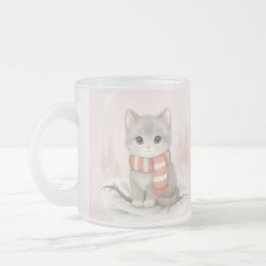 オーダーメイド かわいい子猫 冬のマグカップ フロストグラスマグカップ