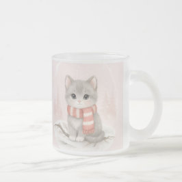 オーダーメイド かわいい子猫 冬のマグカップ フロストグラスマグカップ