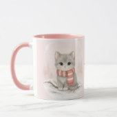 オーダーメイド かわいい子猫 冬のマグカップ マグカップ (左)