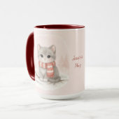 オーダーメイド かわいい子猫 冬マグカップ マグカップ (正面左)