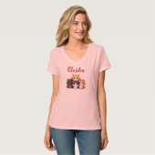 オーダーメイド かわいい子猫 愛好家 ピンクのクロップトップ Tシャツ (正面フル)