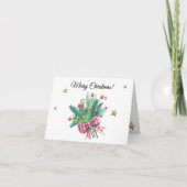 オーダーメイド かわいい松の枝と実 メリークリスマス シーズンカード (正面)