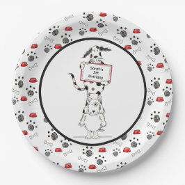 オーダーメイド かわいい犬のアクロバット 誕生日 ペーパープレート
