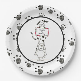 オーダーメイド かわいい犬のアクロバット 誕生日 ペーパープレート