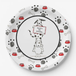 オーダーメイド かわいい犬のアクロバット 誕生日 ペーパープレート
