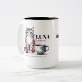 オーダーメイド かわいい猫マグカップ - 名前入り コーヒー カップ (正面左)