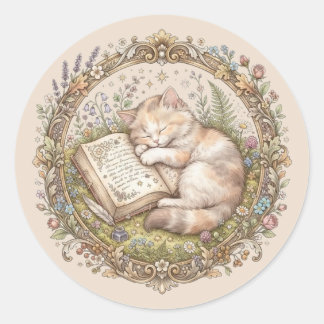 オーダーメイド かわいい猫 エクスリブリス ラウンドシール