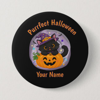 オーダーメイド かわいい黒猫 ハロウィンボタン 缶バッジ