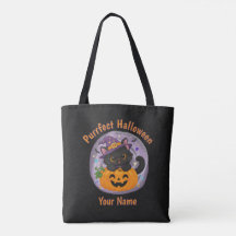 オーダーメイド かわいい黒猫 ハロウィン トートバッグ