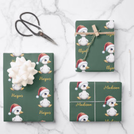 オーダーメイド かわいい クリスマスのガチョウのアヒル ラッピングペーパーシート
