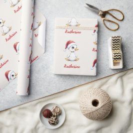 オーダーメイド かわいい クリスマスのガチョウのアヒル ラッピングペーパー