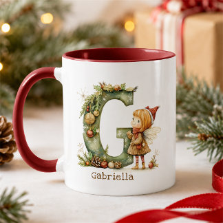 オーダーメイド かわいい クリスマス フェアリー ホイームシカルイニシャル マグカップ