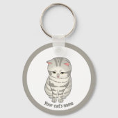 オーダーメイド かわいい グレー 猫好き キーチェーン (正面)