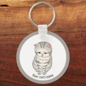 オーダーメイド かわいい グレー 猫好き キーチェーン (正面)