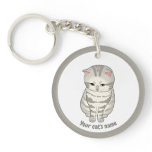 オーダーメイド かわいい グレー 猫好き キーチェーン