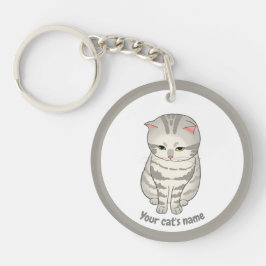 オーダーメイド かわいい グレー 猫好き キーチェーン