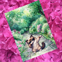 オーダーメイド かわいい ダンシング ラグドール 猫 誕生日 カード