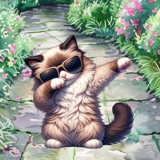 オーダーメイド かわいい ダンシング ラグドール 猫 誕生日 カード