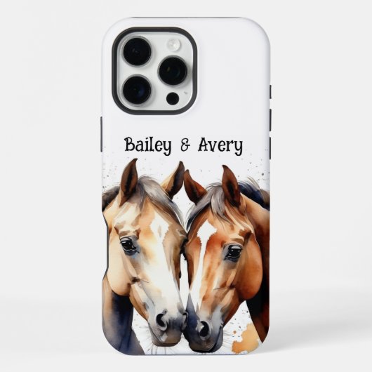 オーダーメイド かわいい ハグ 馬 カップル 動物愛 iPhoneケース (裏面)
