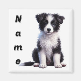 オーダーメイド かわいい ボーダーコリーの子犬 マグネット