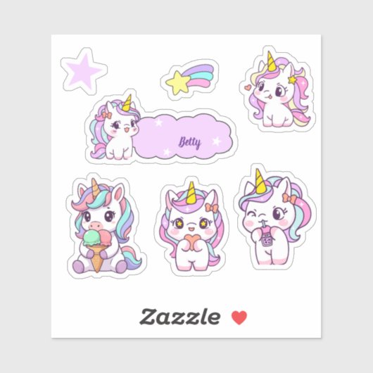 オーダーメイド かわいい ユニコーン シール (シート)