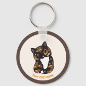 オーダーメイド かわいい 三毛猫 愛好家 キーチェーン (正面)