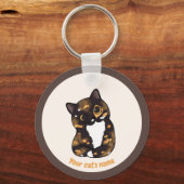 オーダーメイド かわいい 三毛猫 愛好家 キーチェーン (正面)
