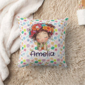 オーダーメイド かわいい 女の子 花柄 名前 枕 (ブランケット)