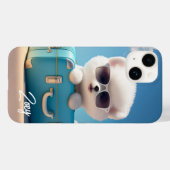 オーダーメイド かわいい 白い犬の トラベル スーツケース Case-Mate iPhoneケース (裏面 (横))