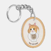 オーダーメイド かわいい 白 オレンジ 猫好き キーチェーン (正面左)