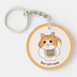 オーダーメイド かわいい 白 オレンジ 猫好き キーチェーン